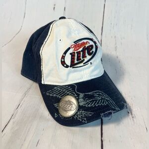 Miller Lite Distressed adjustable cap with bottle opener on bill